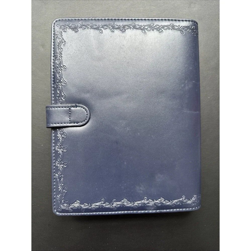 Vintage Perennials Navy Personal Organizer Planner Day Runner 9.5